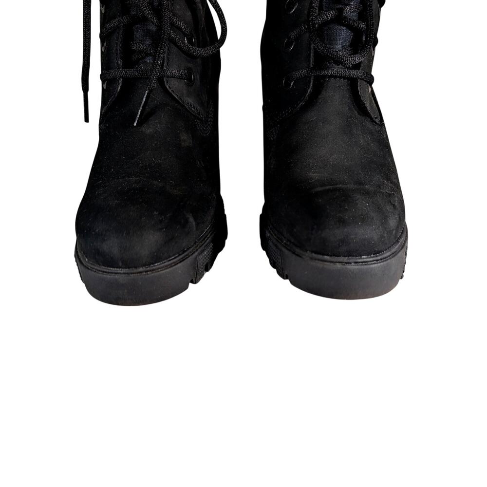 NWOT-1 SHOW! TIMBERLAND! BLACK GENUINE LEATHER NUBUCK FINISH HEEL BOOTS! 9.5M - Picture 3 of 11